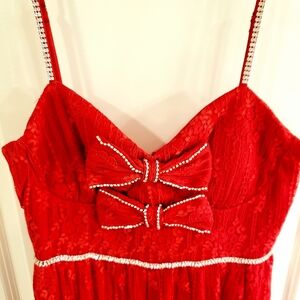 NY&C Red Lace Dress with Rhinestone Accents